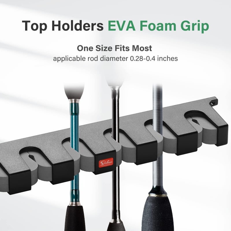 Simple Deluxe Vertical Fishing Rod Holders Wall-Mounted - Simple Deluxe Fishing Rod Rack, Fishing Pole Holder & Rack, Store 12 Rods or Combos in 13.6"", Vertical 12 Rod Racks, 2 Pairs Grey - Image 4